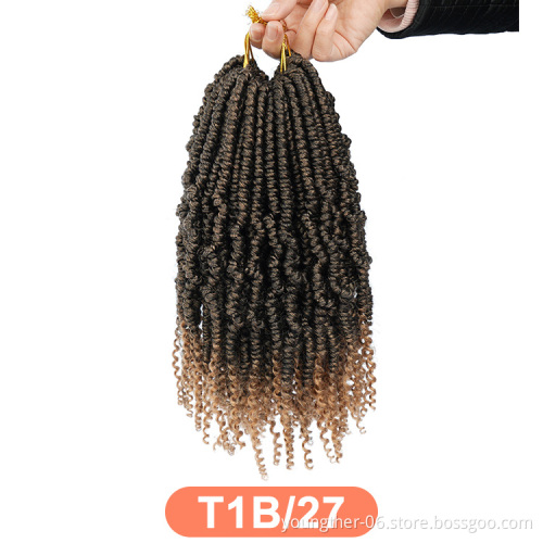 18" Pre-looped Fluffy Bomb Twists Spring Passion Synthetic Bomb Twist Crochet Hair Extensions Pre looped Fluffy Braiding Hair